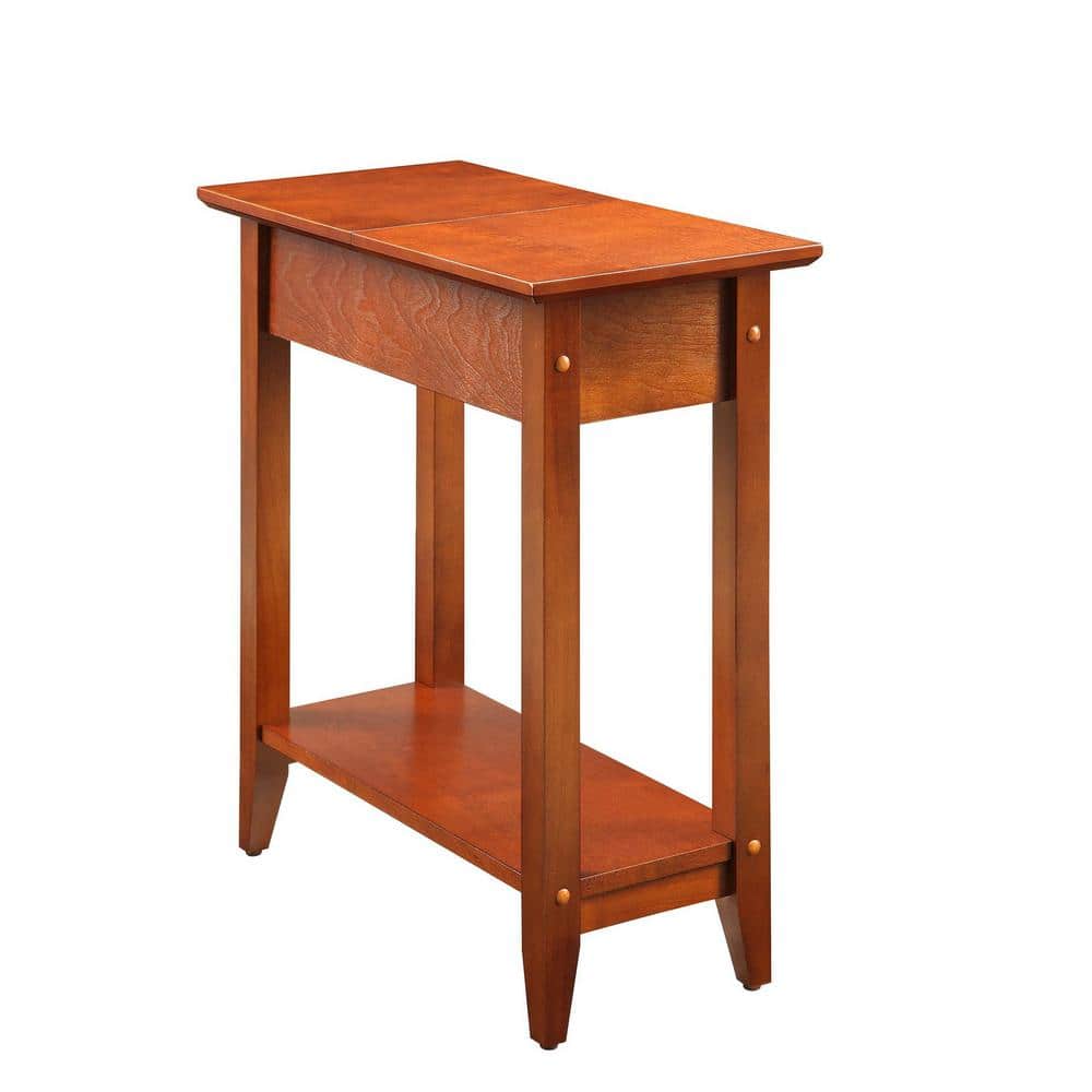 Cherry Birch Veneer Rectangular Flip Top End Table with Storage