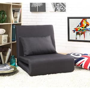 Black Relaxie Linen Convertible Flip Chair Floor Sleeper