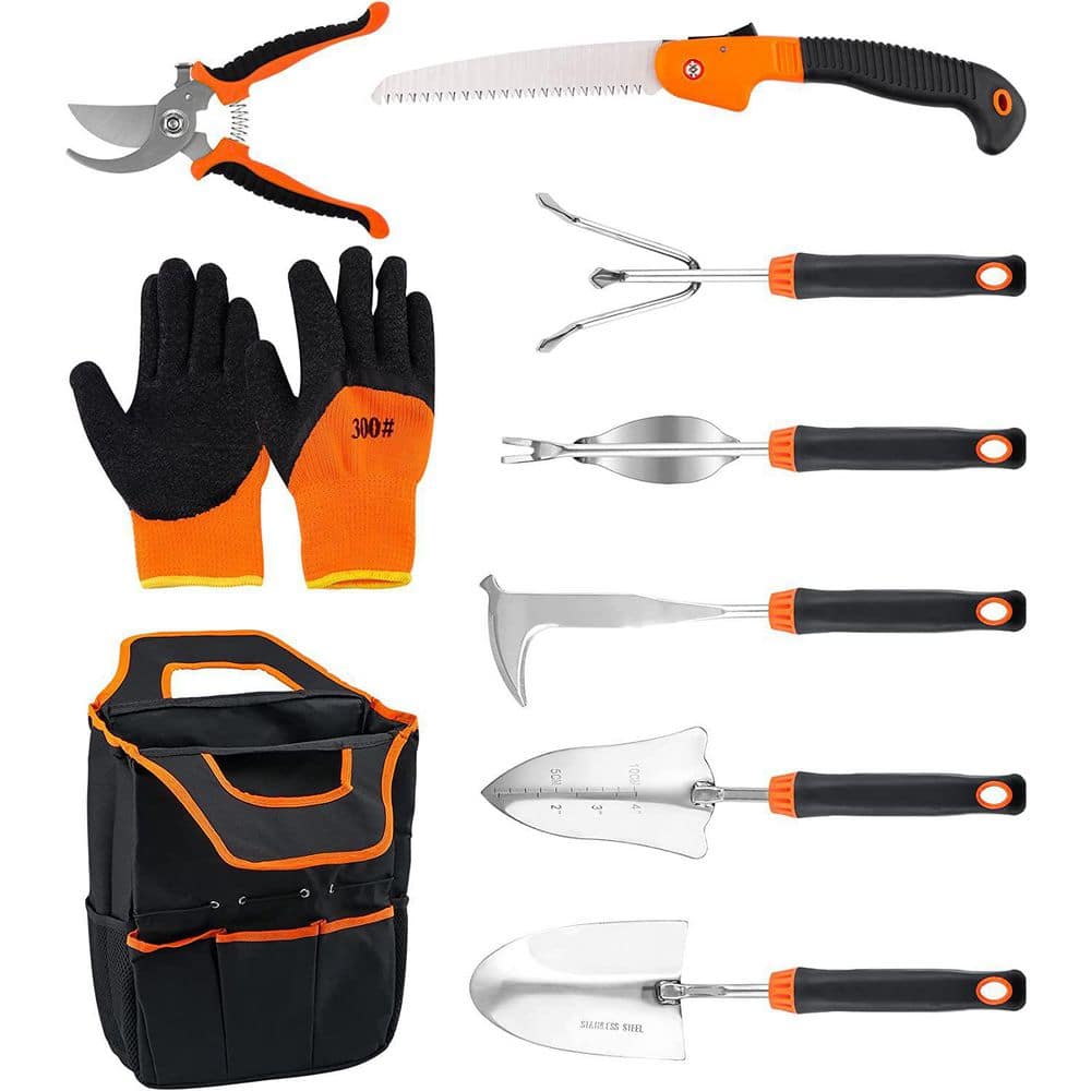 9-Piece Stainless Steel Heavy-Duty Garden Tool Set