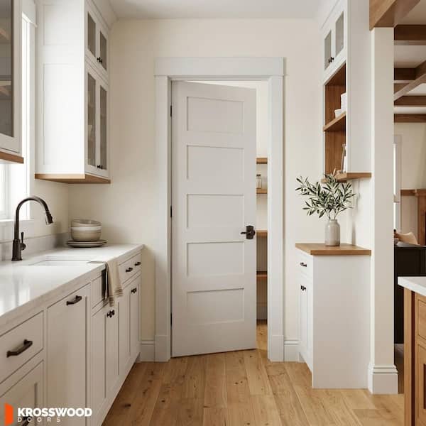 Krosswood Doors 36 in. x 96 in. Shaker 5-Panel Primed Solid Core