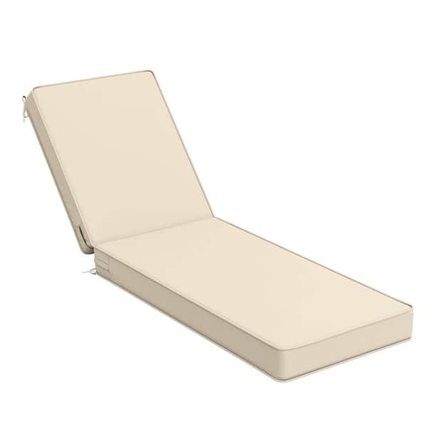 80 x 26 x 4 in. Outdoor Chaise Lounge Cushion Waterproof Patio Beach Pool Replacement Cushion Only Cream
