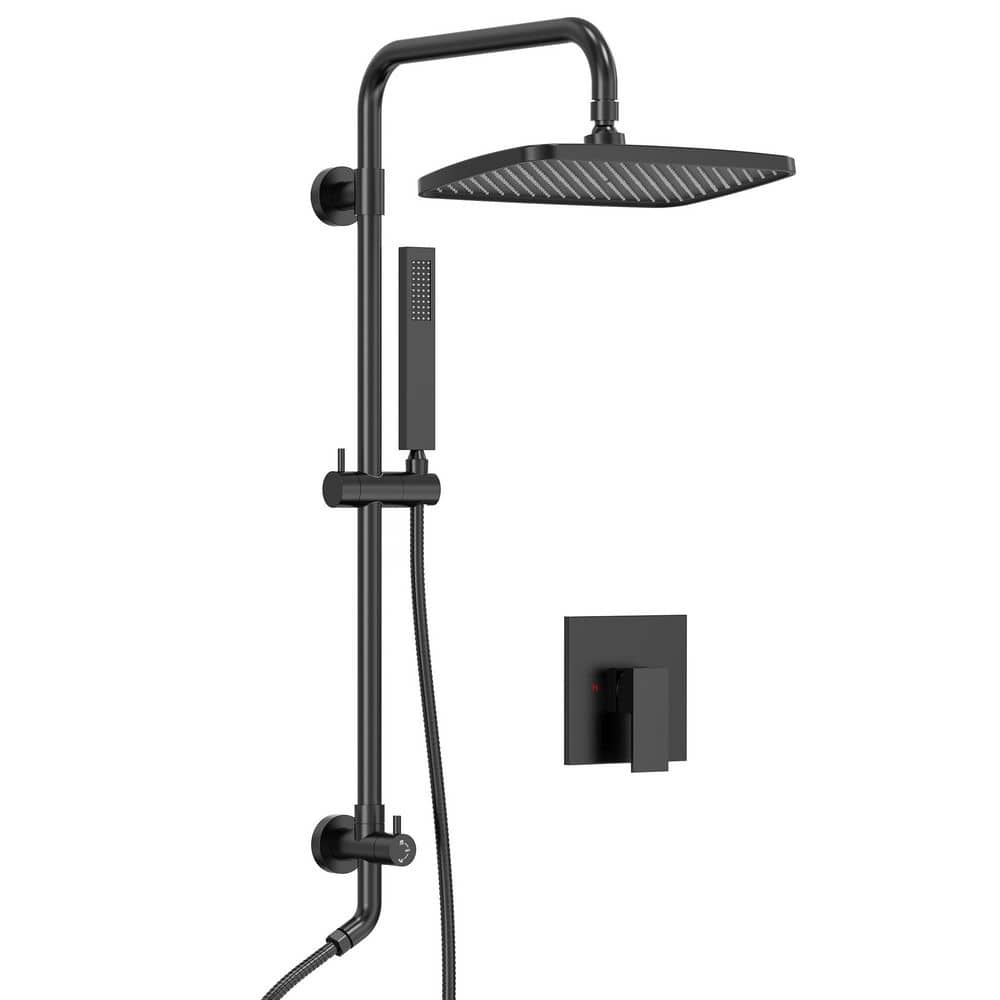 GRANDJOY 5-Spray Wall Mount Rectangle Dual Fixed and Handheld