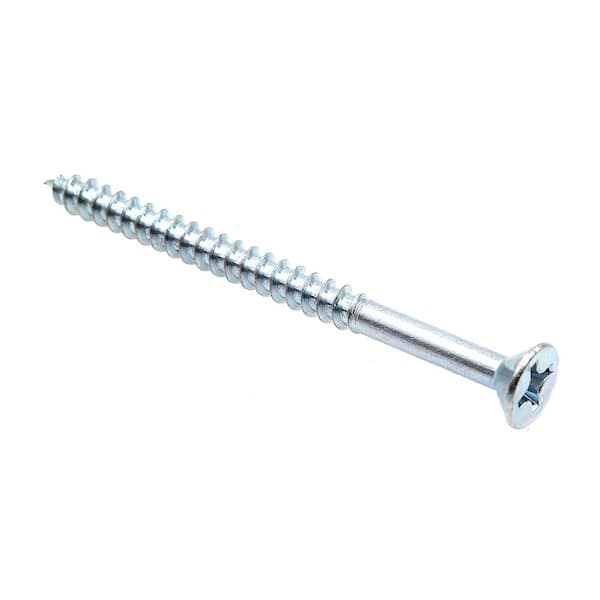 #12 x 3 in. Zinc Plated Steel Phillips Drive Flat Head Wood Screws (25-Pack)
