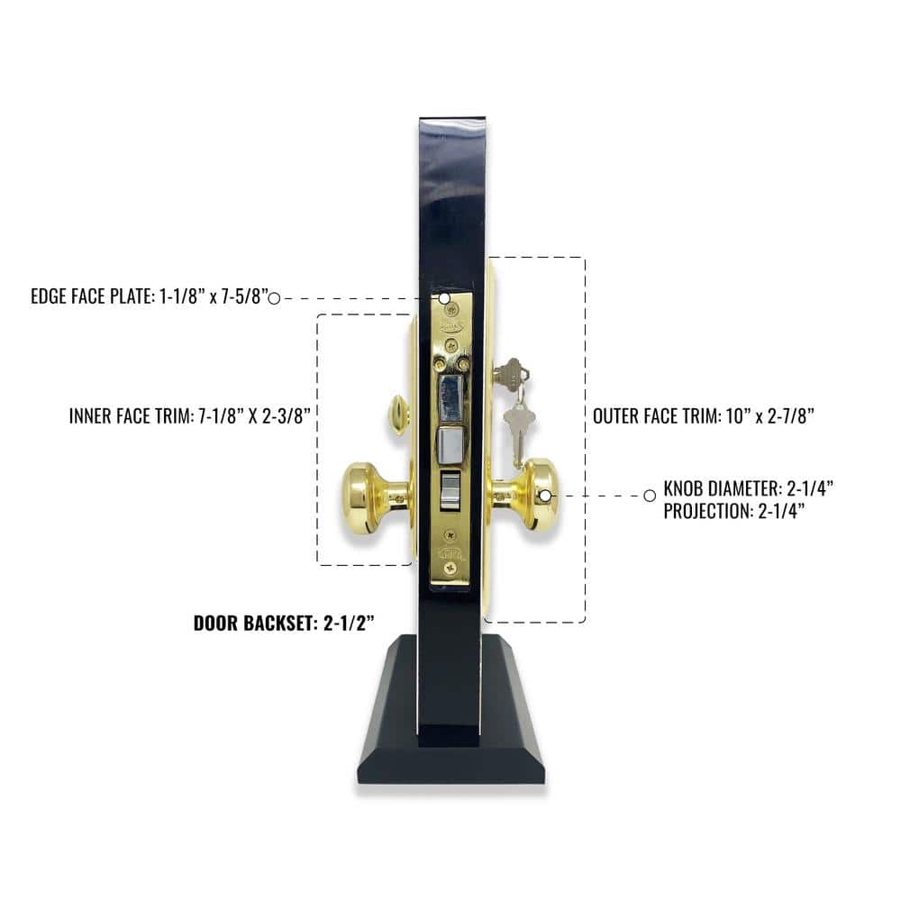 Brass Right-Handed Mortise Entry Door Knob Set