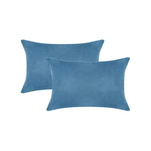 A1HC Navy Blue 12 in. x 20 in. Velvet Throw Pillow Covers Set of 2