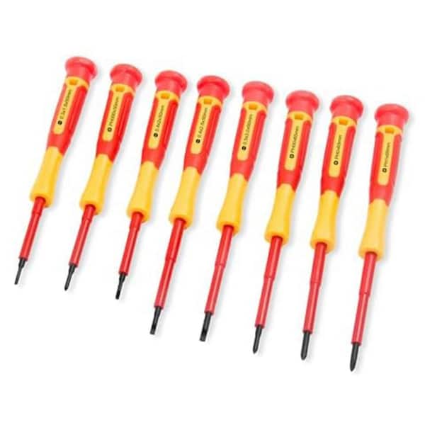 Insulated Electrician Screwdriver Set 1000V Magnetic Tip 8-Piece Mini Slotted Phillips Comfort Grip Case
