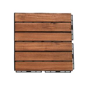 12 in. W Brown Striped Pattern Solid Acacia Wood Waterproof Wide Plank Hardwood Flooring (10 sq. ft.) (10-pack)