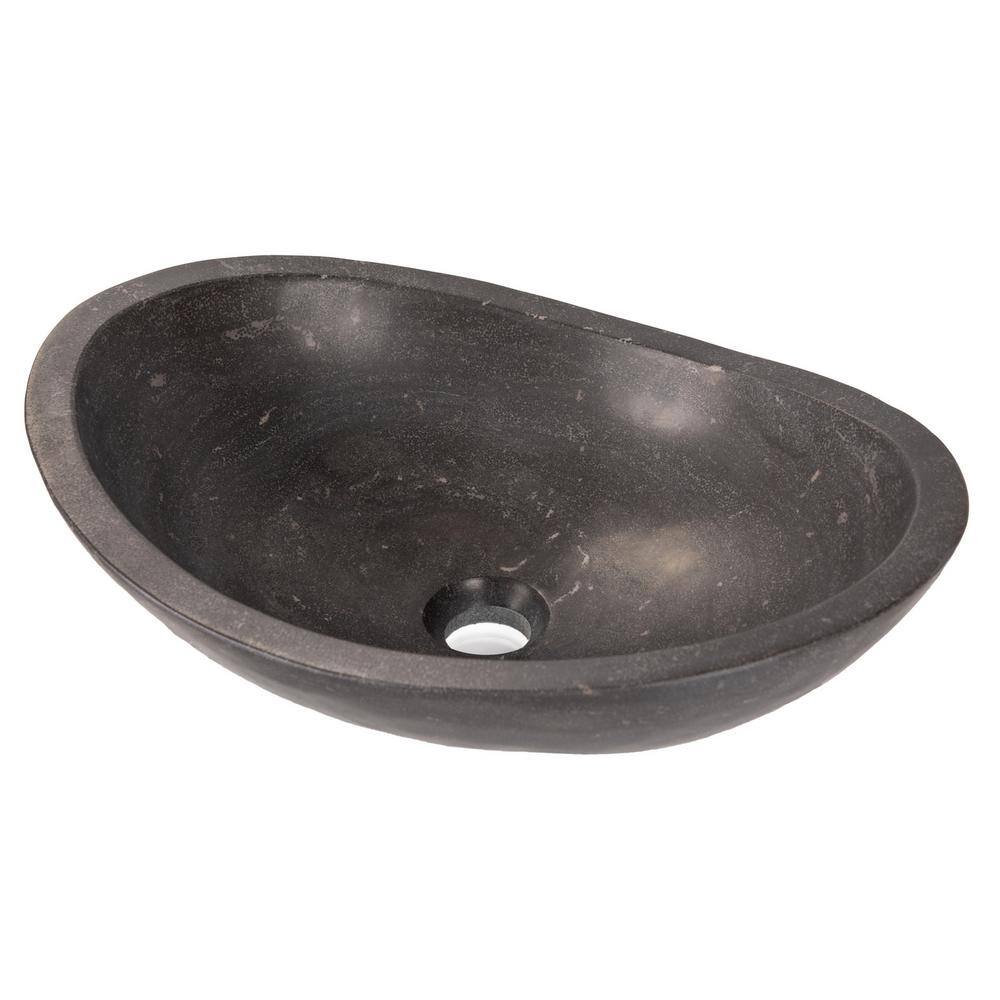Honed Black Limestone Canoe Shaped Bathroom Sink