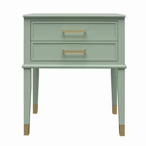 Westerleigh 23.6 in. Pale Green Rectangle End Table with Drawer