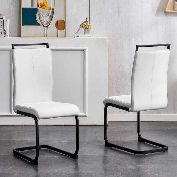 White dining chairs with best sale black legs