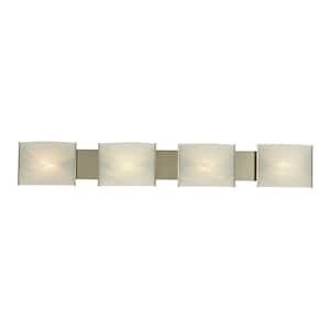 Pannelli 4-Light Stainless Steel and Hand-Moulded White Alabaster Glass Vanity Light