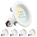 4 in. Can Light 14-Watt/75-Watt 5 Color Options 950 Lumens Remodel Integrated LED Recessed Light Kit Baffle Trim(4-Pack)