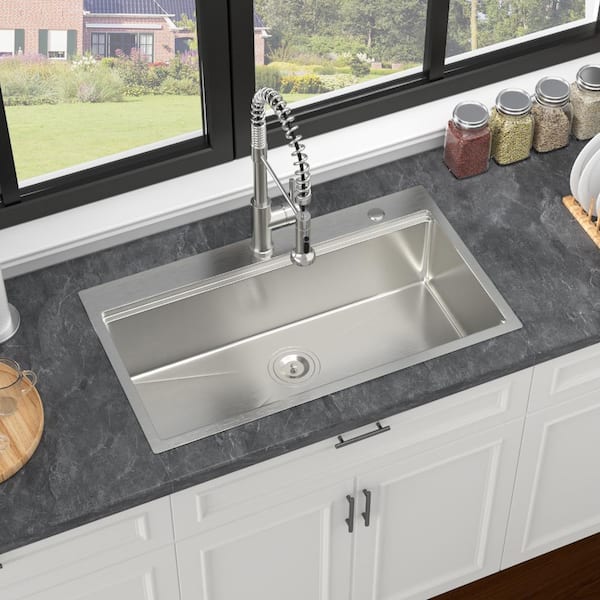33 Drop In Kitchen Sink 16 Gauge Topmount Kitchen Sink Single Bowl for Kitchen