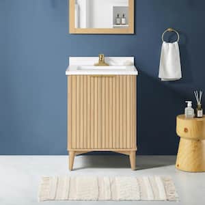 Gabi 24 in. W x 22 in. D x 34 in. H Single Sink Bath Vanity in Rustic Ash with White Engineered Stone Top