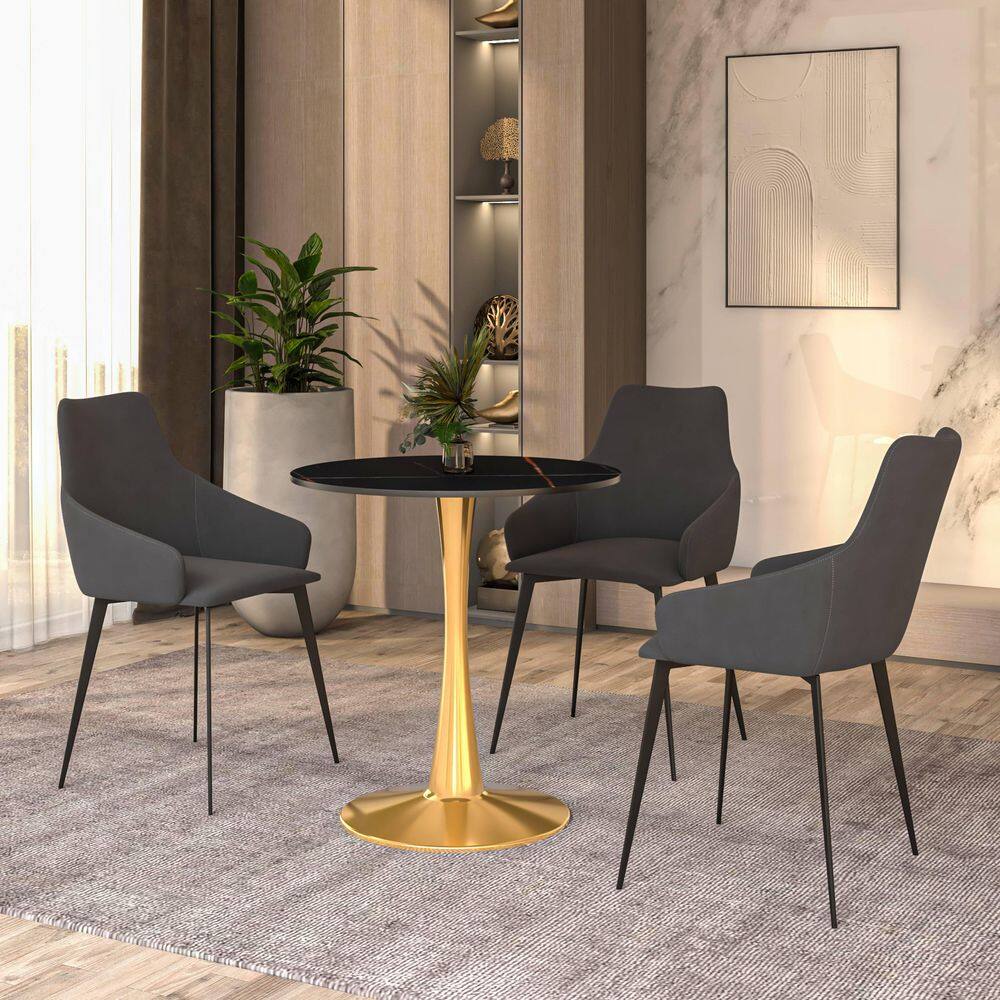 LeisureMod Bristol 24 in. Round Dining Table with Sintered Stone