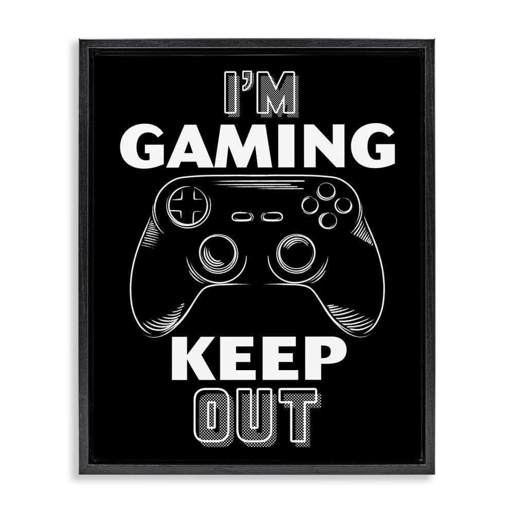 I'm Gaming Keep Out Black Framed Floater Canvas Wall Art, design by Marcus Prime