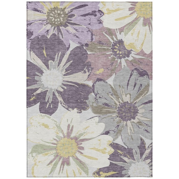 Chantille Machine Washable Indoor/Outdoor Abstract ACN2971 Plum 8 ft. x 10 ft. Area Rug