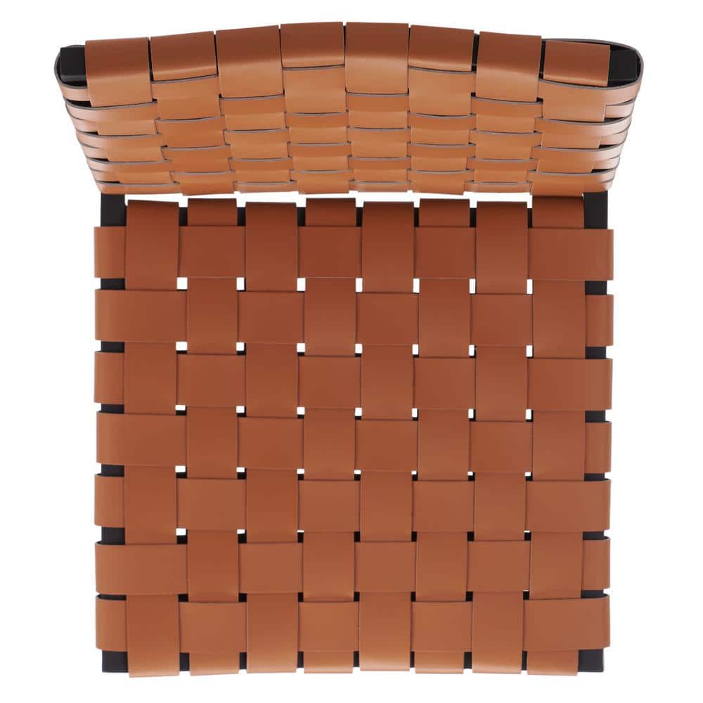 Cognac Leather & Black Metal Parsons Side Chair Set