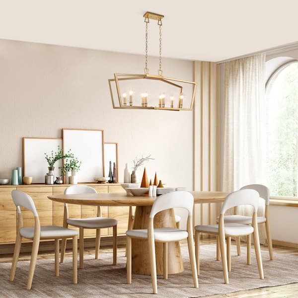 Uolfin Modern Gold Kitchen Candlestick Chandelier, 38 in. 8-Light Uolfin Modern Gold Kitchen Candlestick Chandelier, 38 in. 8-Light