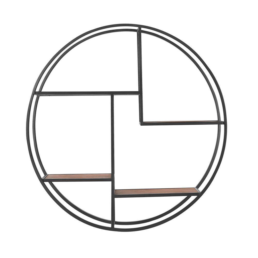 Home Decorators Collection 32 in. Dia x 7 in. D Round Wood and Black