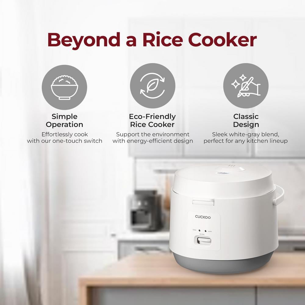 10-Cup (Uncooked)/20-Cup (Cooked) White Basic Rice Cooker and Warmer with Nonstick Inner Pot, Switch Press