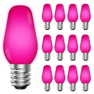 0.5-Watt C7 LED Pink Replacement String Light Bulb Shatterproof Enclosed Fixture Rated UL E12 Base (12-Pack)