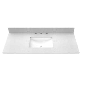 49 in. W x 22 in. D Engineered Stone Composite Vanity Top in Snow White with White Rectangular Single Sink