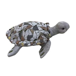 Turtle Garden Statue Mossy Mosaic Shell Resin Sea