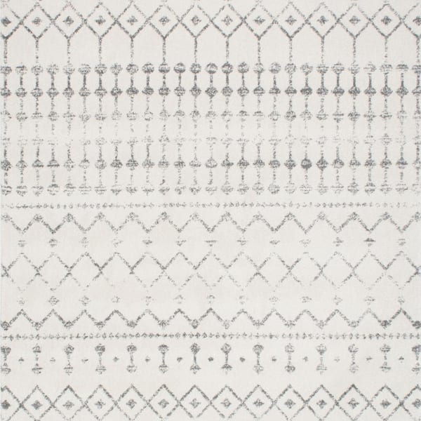 nuLOOM Blythe Modern Moroccan Trellis 5 ft. Gray Square Rug