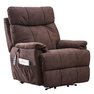 Brown Fabric Massage Chair Electric Power Lift Recliner Chair Sofa Armchair with Massage, Lumbar Heat, Remote Control