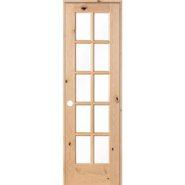24 in. x 80 in. Knotty Alder 10-Lite Low-E Insulated Glass Solid Right-Hand Wood Single Prehung Interior Door