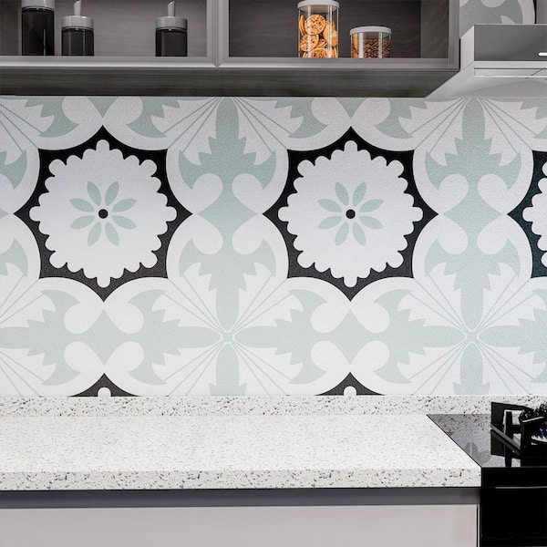 24 in. x 120 in. Vinyl Peel and Stick Backsplash Tile Stickers, Gray Wall Tile for Kitchen (20 sq. ft. / Roll)