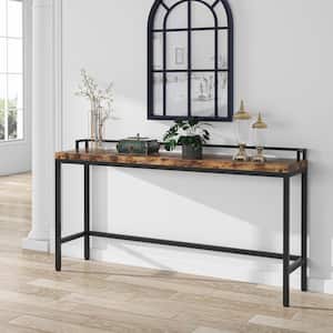 70.9 in. Brown Rectangle Particle Board Extra Long Console Table Skinny Hallway Table