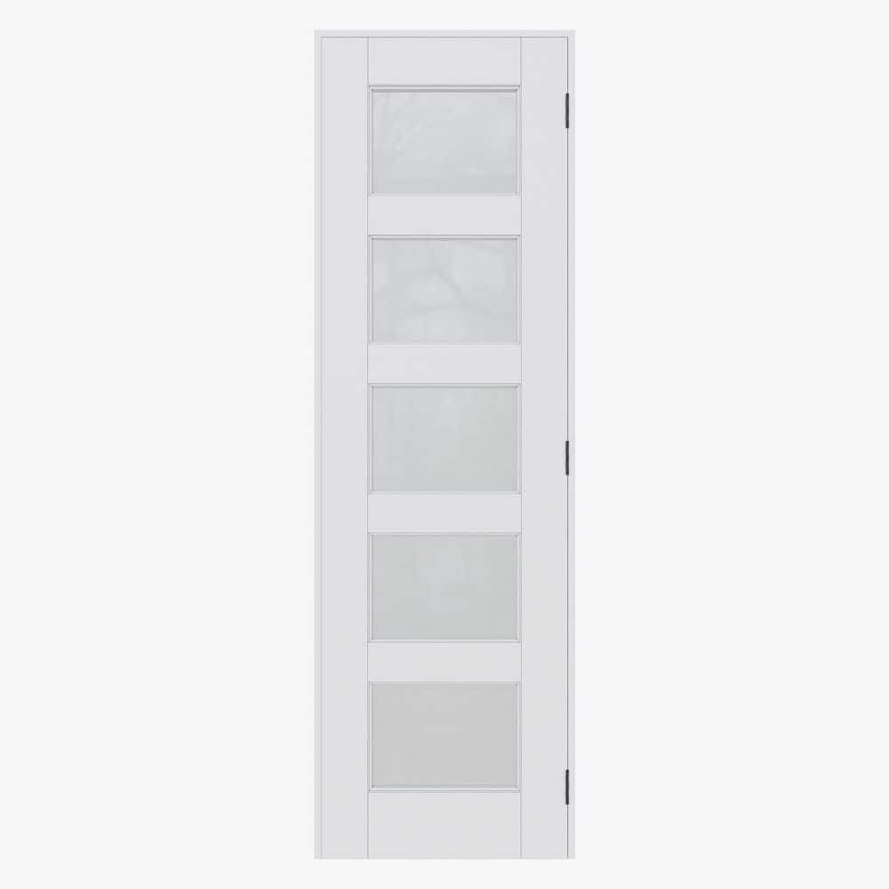 24 in. x 80 in. 5-Lite Frosted Glass Left-Hand White Solid Core Wood Single Prehung Interior Door+ Quick Assemble Jamb price history on PriceWatchPro