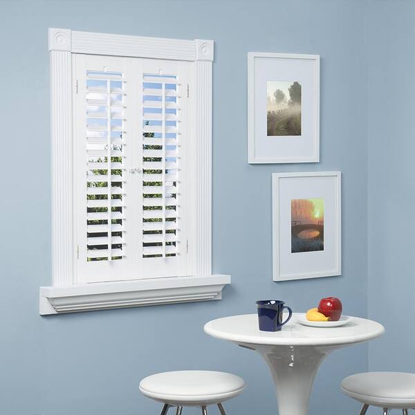 HOME basics Plantation Faux Wood White Interior Shutter (Price Varies by Size)