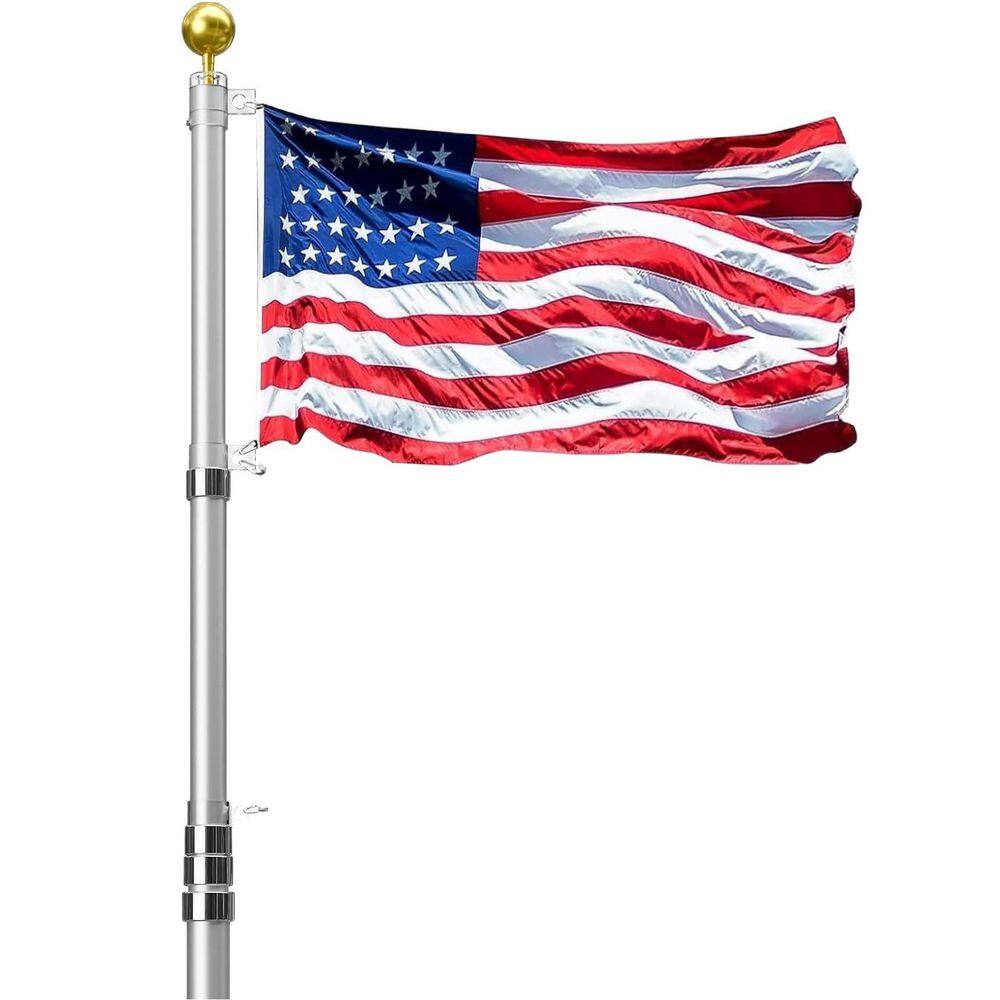 20 ft. Silver Telescoping Flagpole with USA Flag and Complete Hardware, Residential, Commercial price history on PriceWatchPro