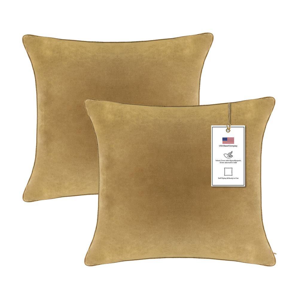 Irish Coffee Velvet 22" Square Pillow Covers Set of 2