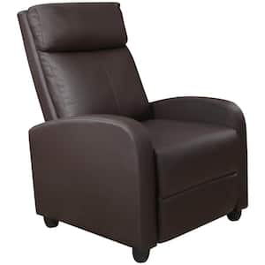 Brown Single Recliner Chair Padded Seat PU Leather for Living Room, Home Theater Seating