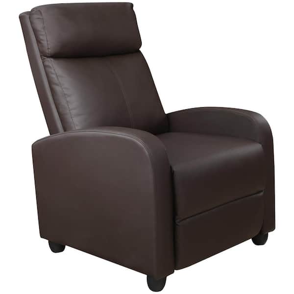 LACOO Brown Single Recliner Chair Padded Seat PU Leather for Living Room, Home Theater Seating