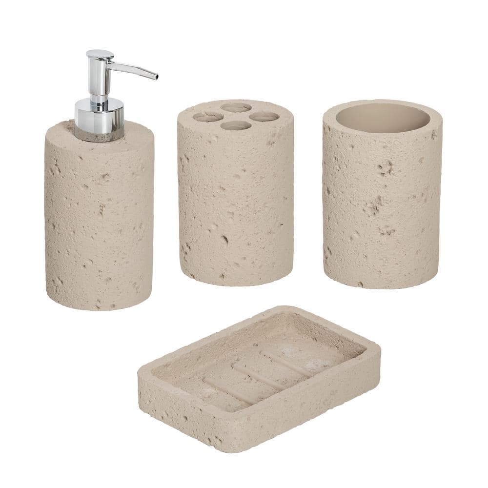 Amucolo 4-Piece Bathroom Accessories Set in Cement Grey Glem-CYW1-6692 -  The Home Depot