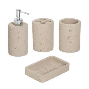 4-Piece Bath Accessory Set in Grey Cement