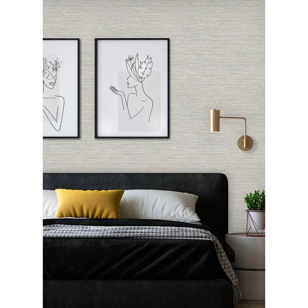Neutral Jade Embossed Grasscloth Peel and Stick Wallpaper Roll