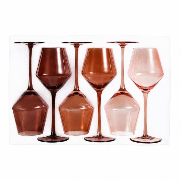 Venus Collection Stemmed Brown Wine Glasses Set of 6 Handblown Crystal 16 oz for Home Entertaining