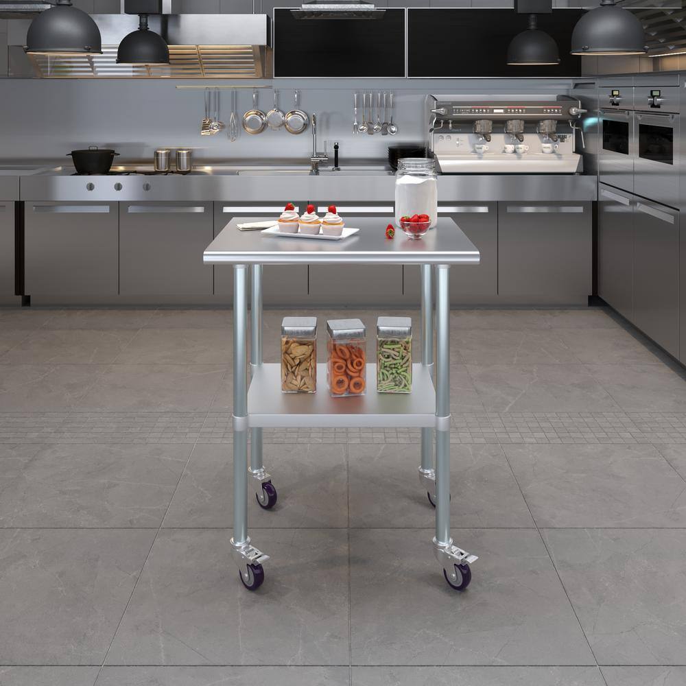 30" Stainless Steel Work Table with Undershelf and Casters