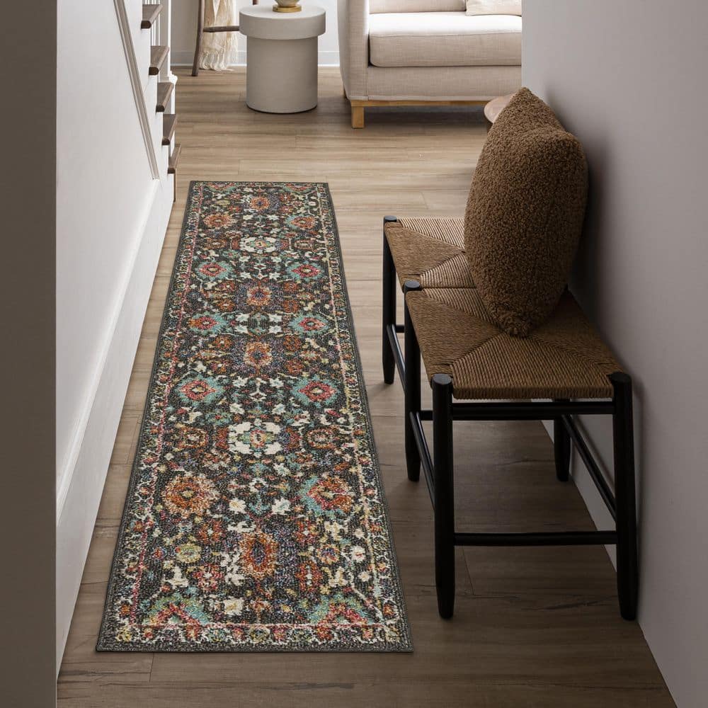 Norwood Multi-Color Synthetic 2' x 10' Non-Slip Runner Rug