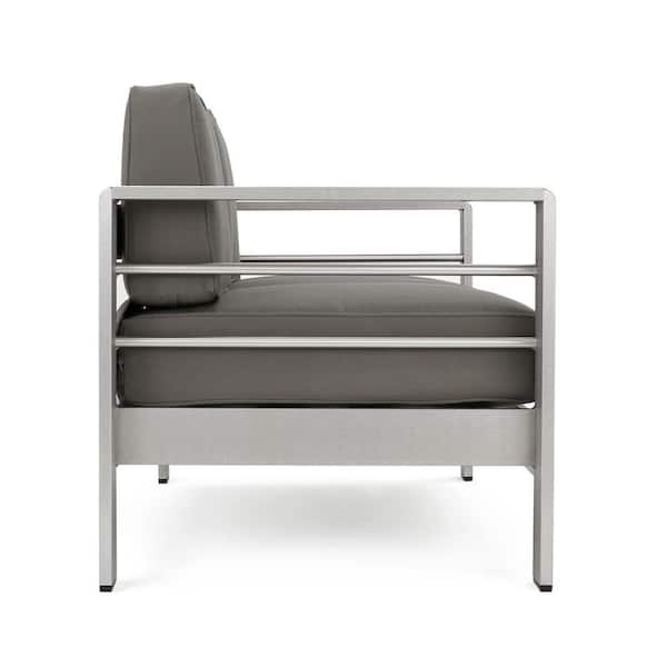 Cape Coral Khaki 5-Piece Aluminum Patio Fire Pit Seating Set with Khaki Cushions