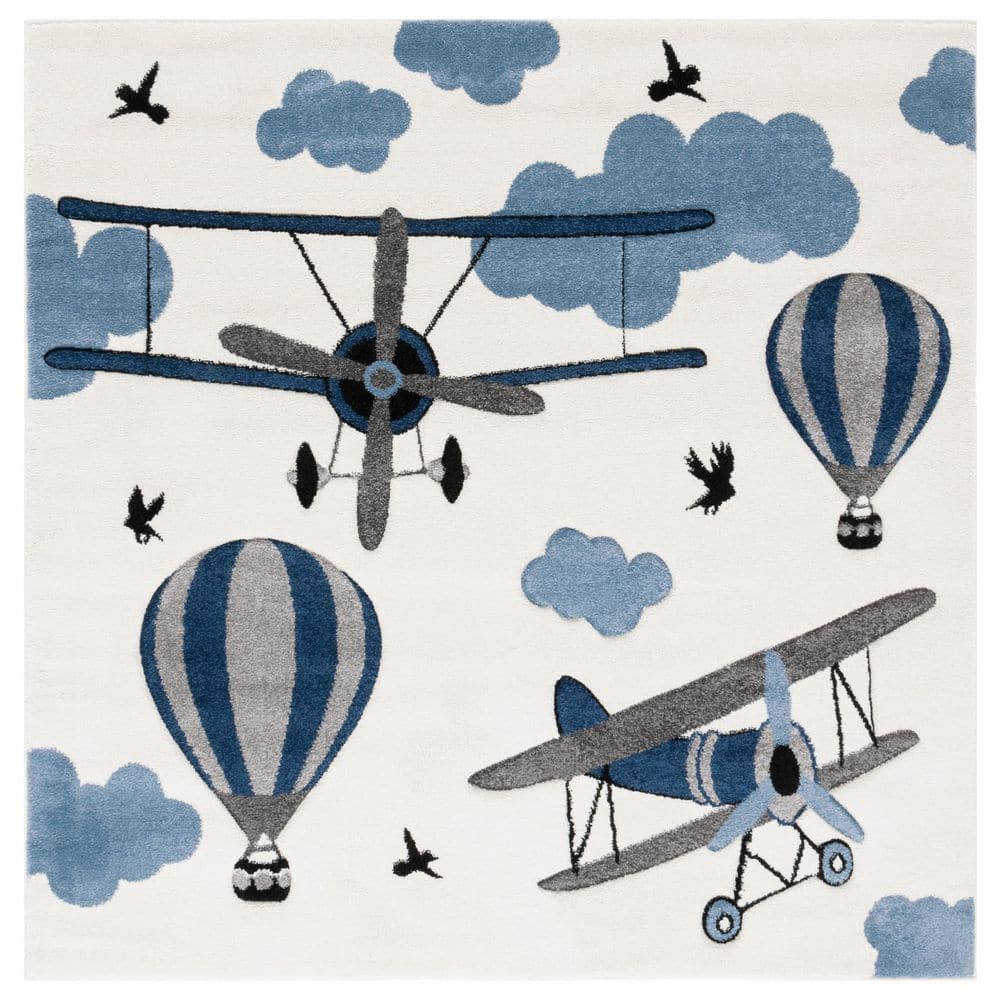 Carousel Kids 5 ft. x 5 ft. Ivory/Blue Helicopter Square Area Rug price history on PriceWatchPro