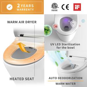 STYLEMENT Electric Smart Bidet Seat for Round Toilet in White with Remote Control and UV-A LED Sterilization
