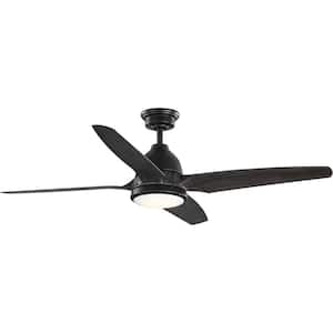 Alleron 56 in. Indoor/Outdoor Integrated LED Flat Black Urban Industrial Ceiling Fan with Remote for Living Room