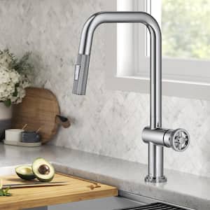 Urbix Industrial Pull-Down Single Handle Kitchen Faucet in Chrome
